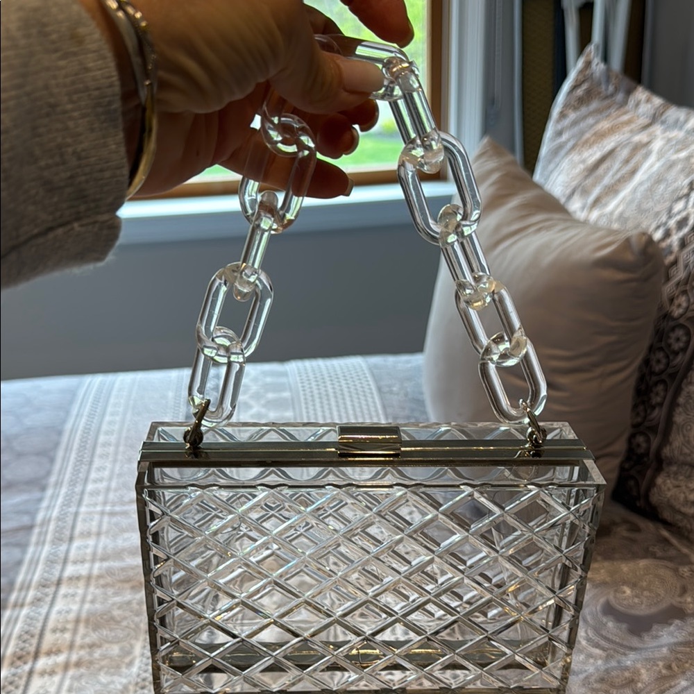 Clear Acrylic Box Bag with Chain Handle